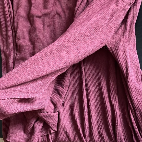 Out From Under Urban Outfitters Side Slit Burgundy Red Thermal Long Sleeve Top - Picture 6 of 8